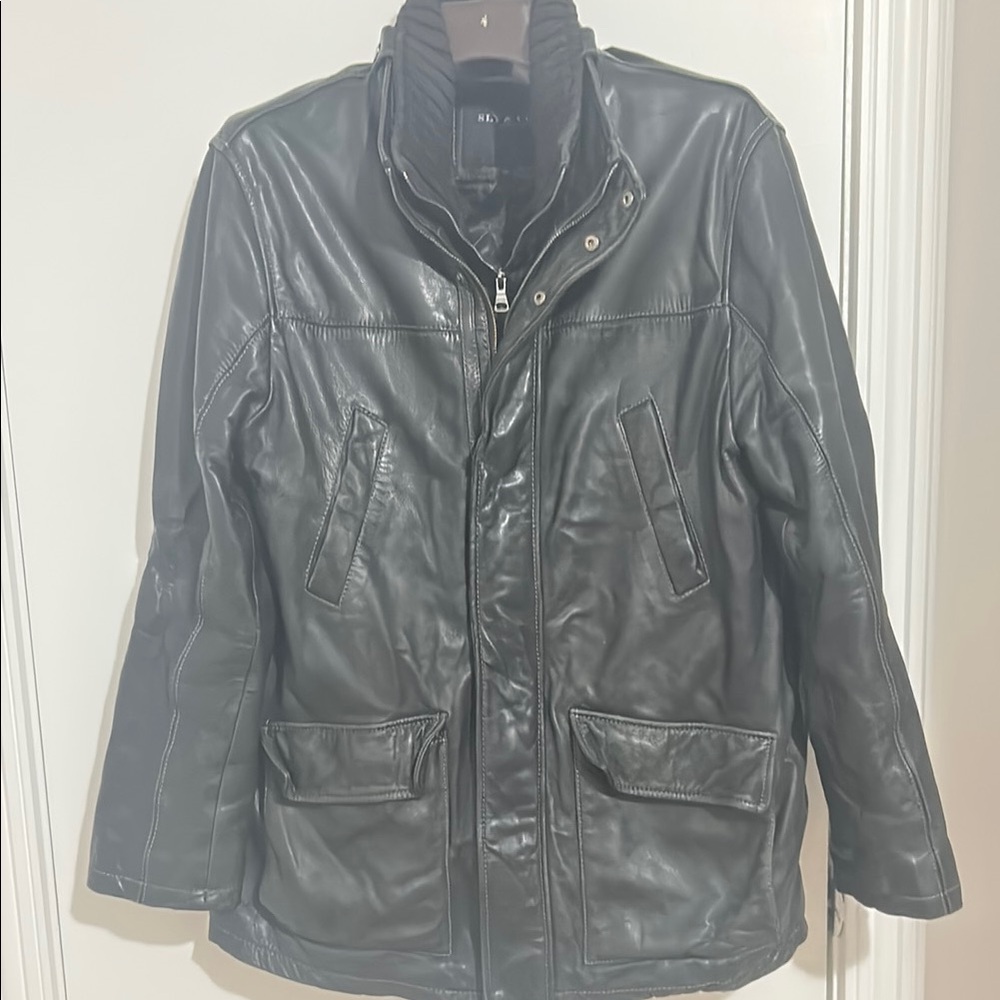 Men's Sly&Co Black Leather Jacket w/ Removable Lining